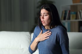 woman gasping for breath